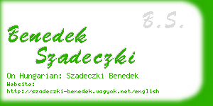 benedek szadeczki business card